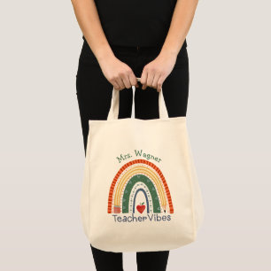 Bolso De Tela Profesor divertido vibra lápiz arco iris
