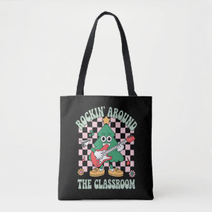 Bolso De Tela Profesor Groovy de Navidad Rockeando en el Aula