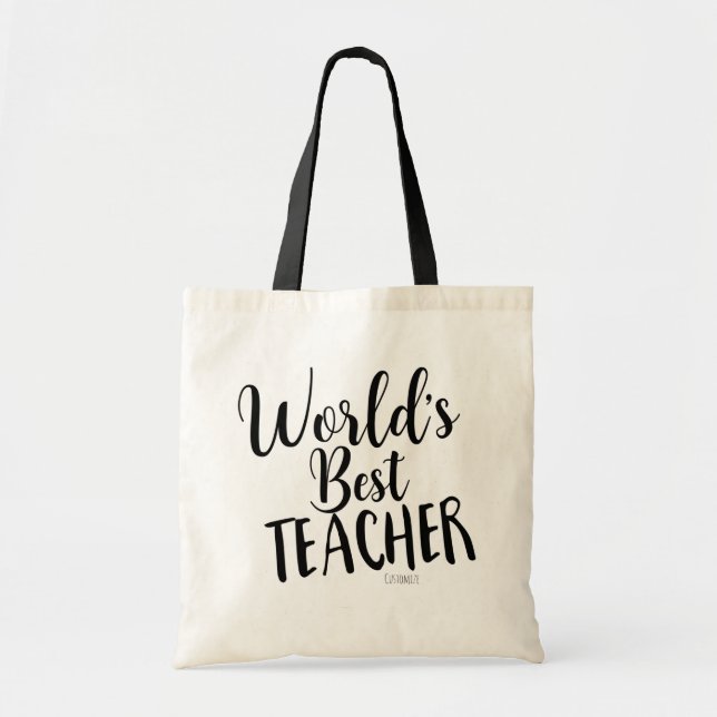 Bolso De Tela PROFESOR MÁS  MEJOR DEL MUNDO Nombre personalizado (Frente)
