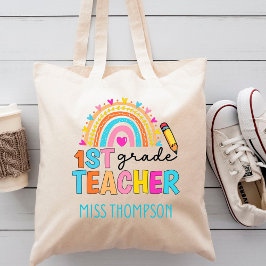 Bolso De Tela Profesor moderno de primer grado en arcoiris perso