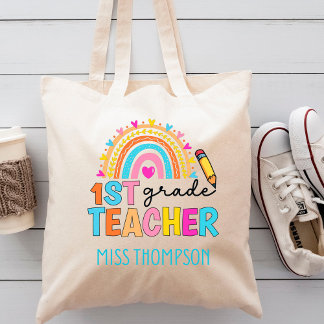 Bolso De Tela Profesor moderno de primer grado en arcoiris perso