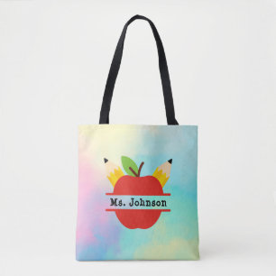 Bolso De Tela Profesor personalizado Apple Arcoiris acuático