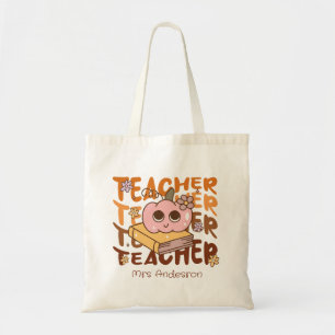 Bolso De Tela Profesor Retro personalizado - Calabaza y libro de