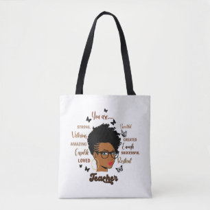 Bolso De Tela Profesora afroamericana de negro