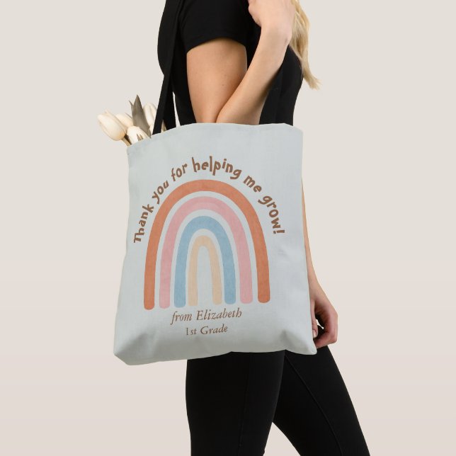 Bolso De Tela Profesora de acuarela moderna Arcoiris Gracias - (Detalle)