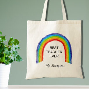Bolso De Tela Profesora de Arcoiris de color de agua gracias reg
