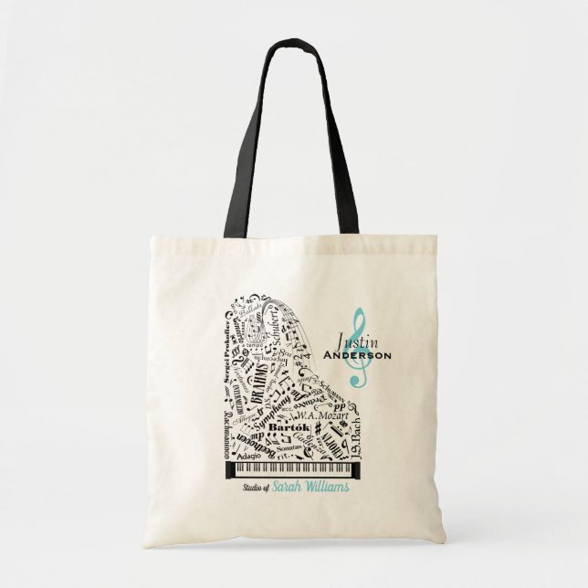 Bolso De Tela Profesora de Gran Piano Infantil Personalizada (Frente)