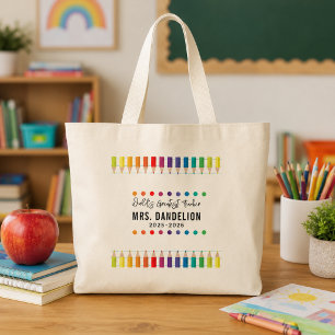 Bolso De Tela Profesora de guardería Rainbow Crayons