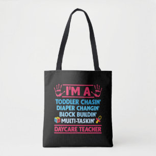 Bolso De Tela Profesora de guarderías y niñera trabajadora