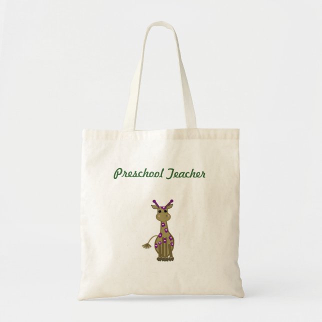 Bolso De Tela Profesora de preescolar jirafa de dibujos animados (Frente)