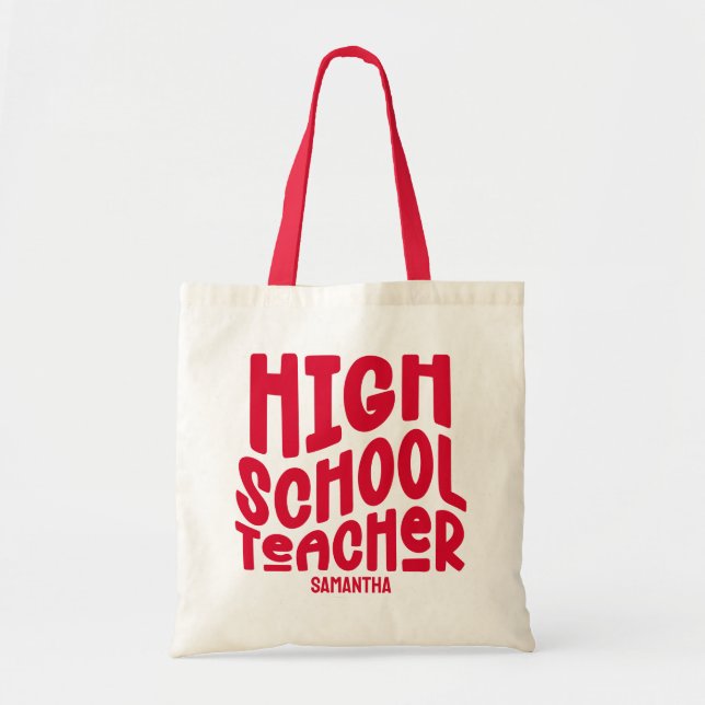 Bolso De Tela Profesora de secundaria roja audaz (Frente)