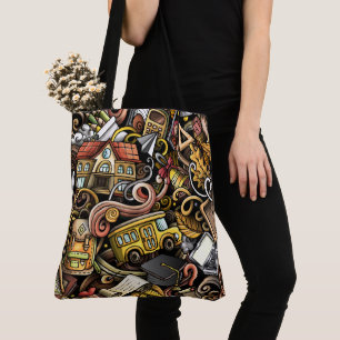 Bolso De Tela Profesora - Escuela de Tote grande - Ver atrás