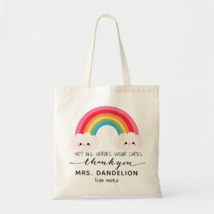 Bolso De Tela Profesora moderna de acuarela arcoíris gracias re