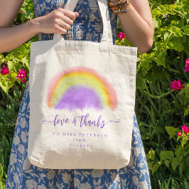 Bolso De Tela Profesora moderna de acuarela arcoíris gracias reg