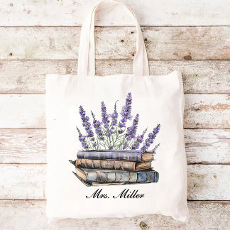 Bolso De Tela Profesora | Señora Novia de Boda Floral Lavanda Pe