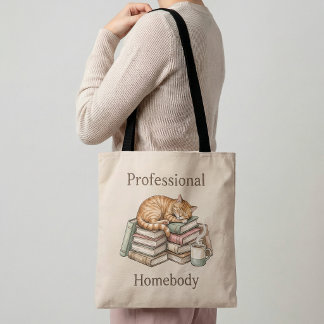 Bolso De Tela Professional Homebody Ginger Cat Books Funny Tote 