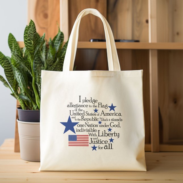 Bolso De Tela Prometo lealtad a la bandera de las Naciones Unida (Custom Canvas Tote Bag)