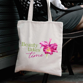 Bolso De Tela Promoción de belleza orquídea rosa personalizada a
