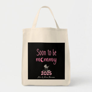 Bolso De Tela Pronto será mamá cargando camiseta divertida 2025
