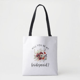 Bolso De Tela Propuesta de Dama de Honor Nota Floral Conmovedora