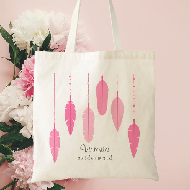 Bolso De Tela Propuesta de dama de honor rosa moderna favorece a (Subido por el creador)