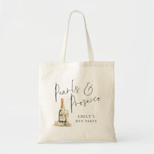 Bolso De Tela Prosecco Perlas Dama de Honor Nombre Despedida de
