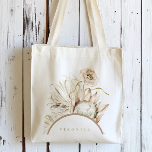 Bolso De Tela Protea Boho Salvaje de Pampas Floral Personalizado