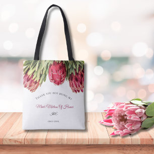 Bolso De Tela Proteas Florales Rosadas Modernas Dama De Honor De