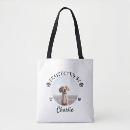 Bolso De Tela Protected By Dog Photo Paw Print Design