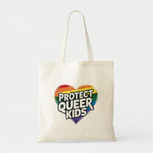 Bolso De Tela  Protege a los niños queer Corazón de arcoíris Org