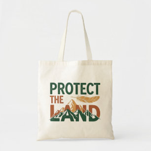 Bolso De Tela "Protege la Tierra" Montañas con Pluma 