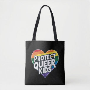 Bolso De Tela Proteger a los niños queer del corazón arcoiris Or