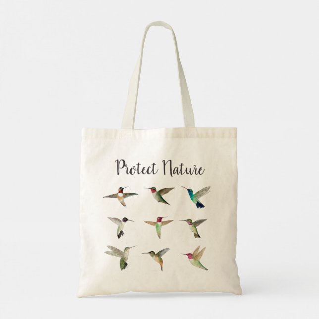 Bolso De Tela Proteger la naturaleza Hummingbirds norteamericano (Reverso)