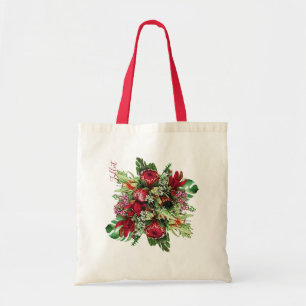 Bolso De Tela PROTEGIA ROJA DE COLOR DE AGUA FLORAL PixDezines