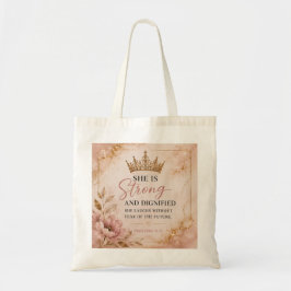 Bolso De Tela Proverbios 31:25 Inspirador Fuerte y Digno 