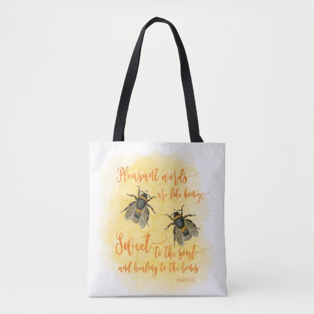 Bolso De Tela Proverbios Cita Biblia Abejas Miel (Anverso)