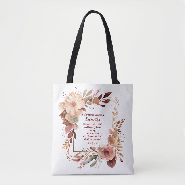 Bolso De Tela Proverbios de bonito 31 cristiana personalizada (Anverso)