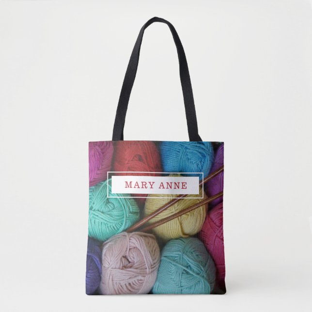 Bolso De Tela Proyecto personalizado Crochet Knit Yarn (Anverso)