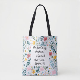 Bolso De Tela Psalm 23:1 Floral Tote Bag