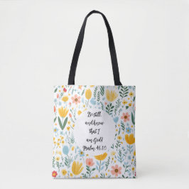 Bolso De Tela Psalm 46:10 Floral Tote Bag