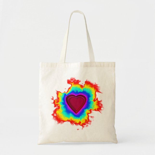 Bolso De Tela Psicodelia Aura de doble corazón (Frente)
