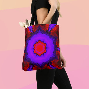 Bolso De Tela Psicodelia Hippie morado y rojo