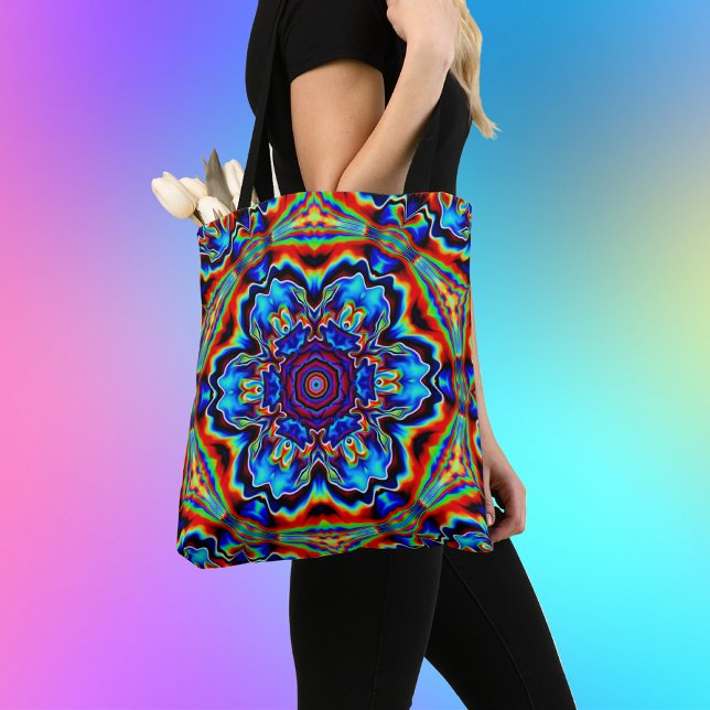 Bolso De Tela Psicodelia Kaleidoscope Azul Rojo y Verde (Subido por el creador)