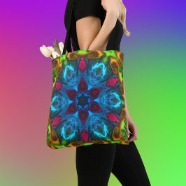 Bolso De Tela Psicodelia Kaleidoscope rosa azul y verde