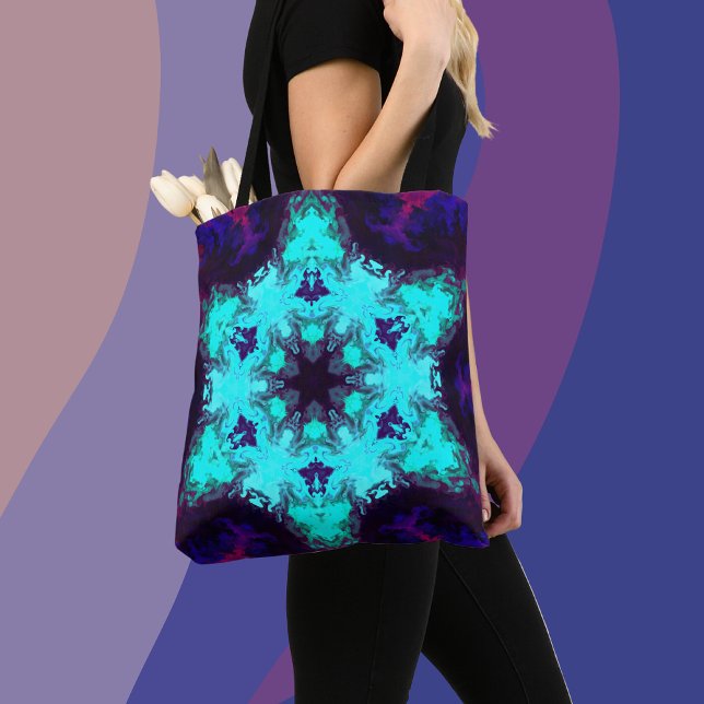 Bolso De Tela Psicodelia Mandala Flor Azul y Púrpura (Subido por el creador)