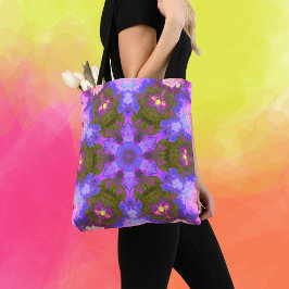 Bolso De Tela Psicodelia Mandala Flor morado y azul