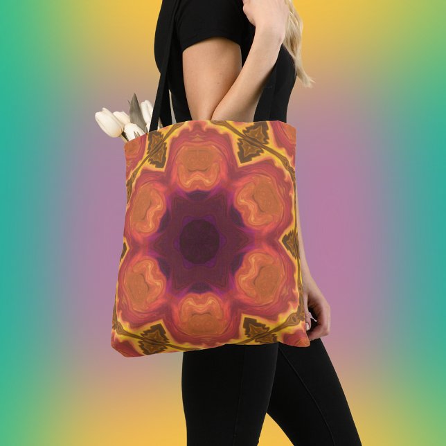 Bolso De Tela Psicodelia Naranja de flores hippie morado y amari (Subido por el creador)