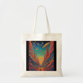 Bolso De Tela Psicodelia Naranja Journey Landscape Art