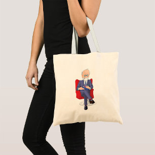 Bolso De Tela Psicólogo con bloc de notas sentado