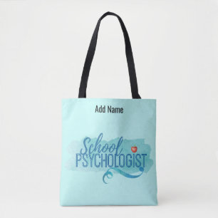 Bolso De Tela Psicólogo escolar Nombre personalizado Hombro bol